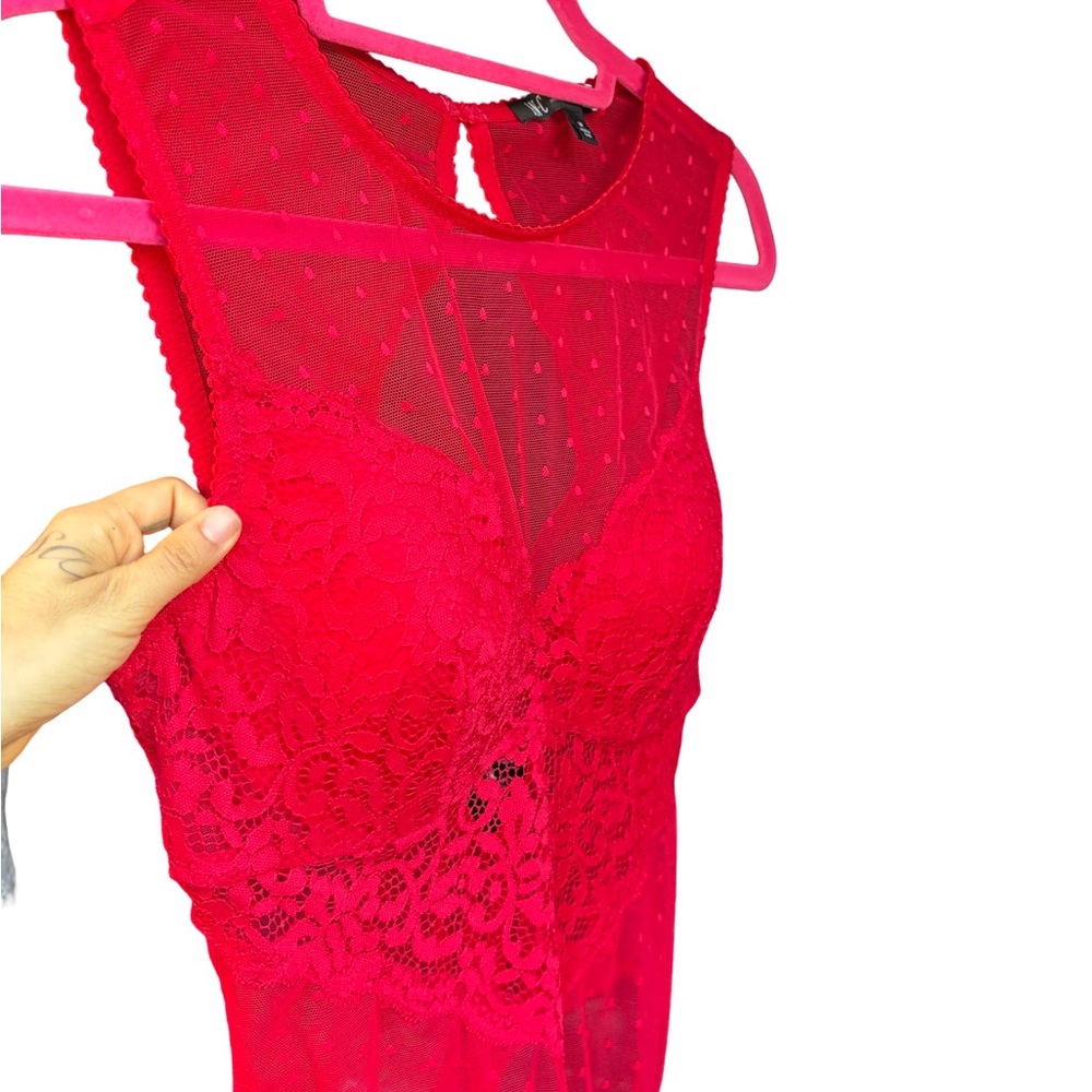 Red Mesh Bodysuit - Picture 2 of 6
